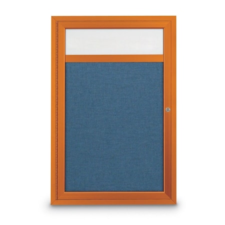 Slim Enclosed Corkboard, 30x30, Bronze Alum Frame/Apricot